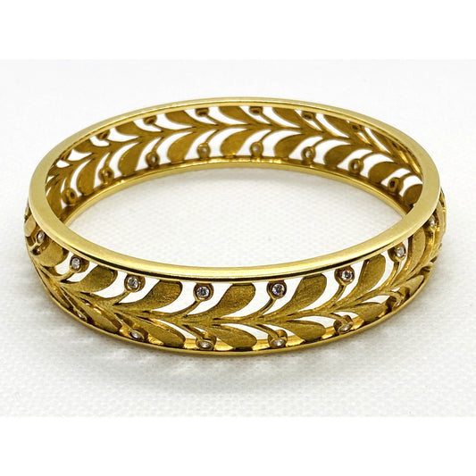 Tiffany & Co Paloma Picasso Villa Palm Diamond Bangle Bracelet 18K 750