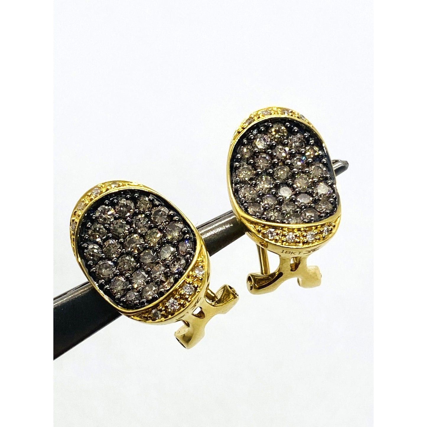 Le Vian Chocolate & Vanilla Diamond Earrings 18K Yellow Gold