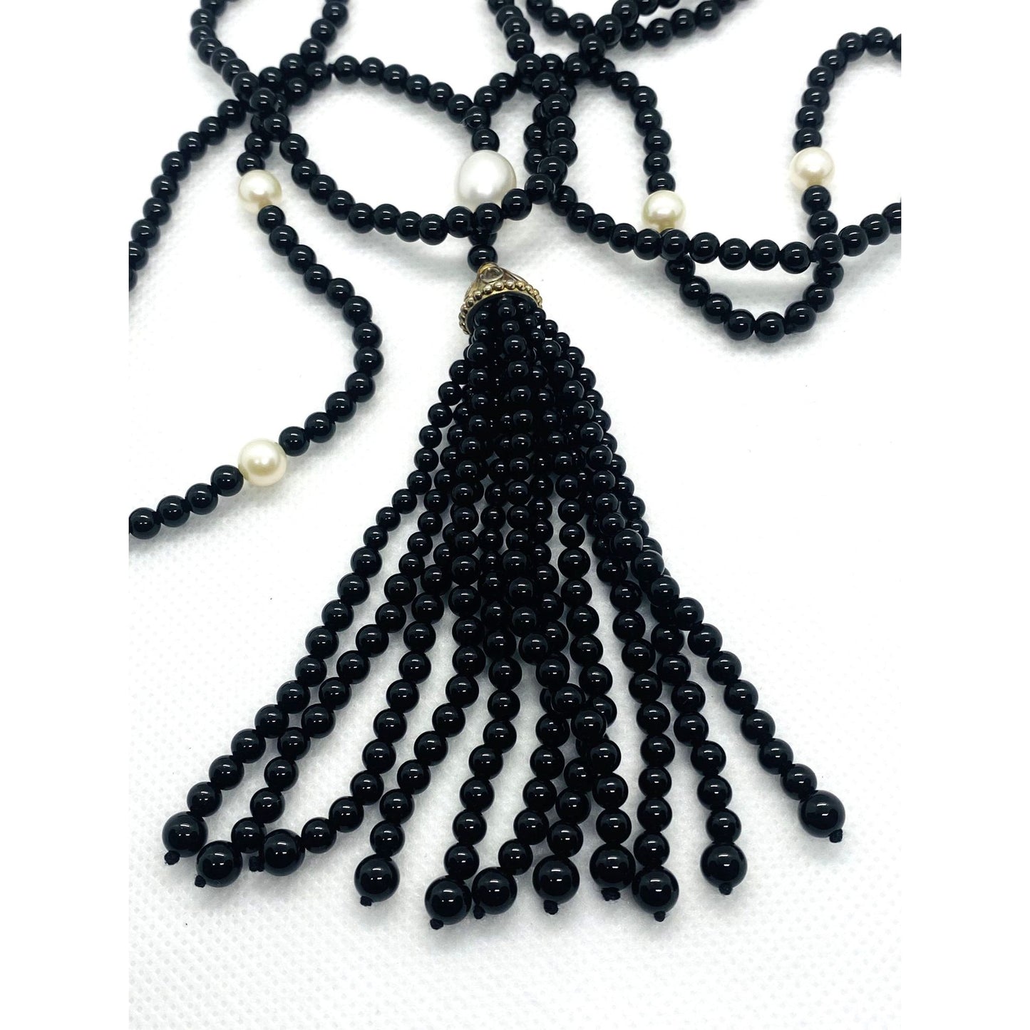 Tiffany & Co Ziegfeld Collection Onyx And Pearls Hassle Necklace
