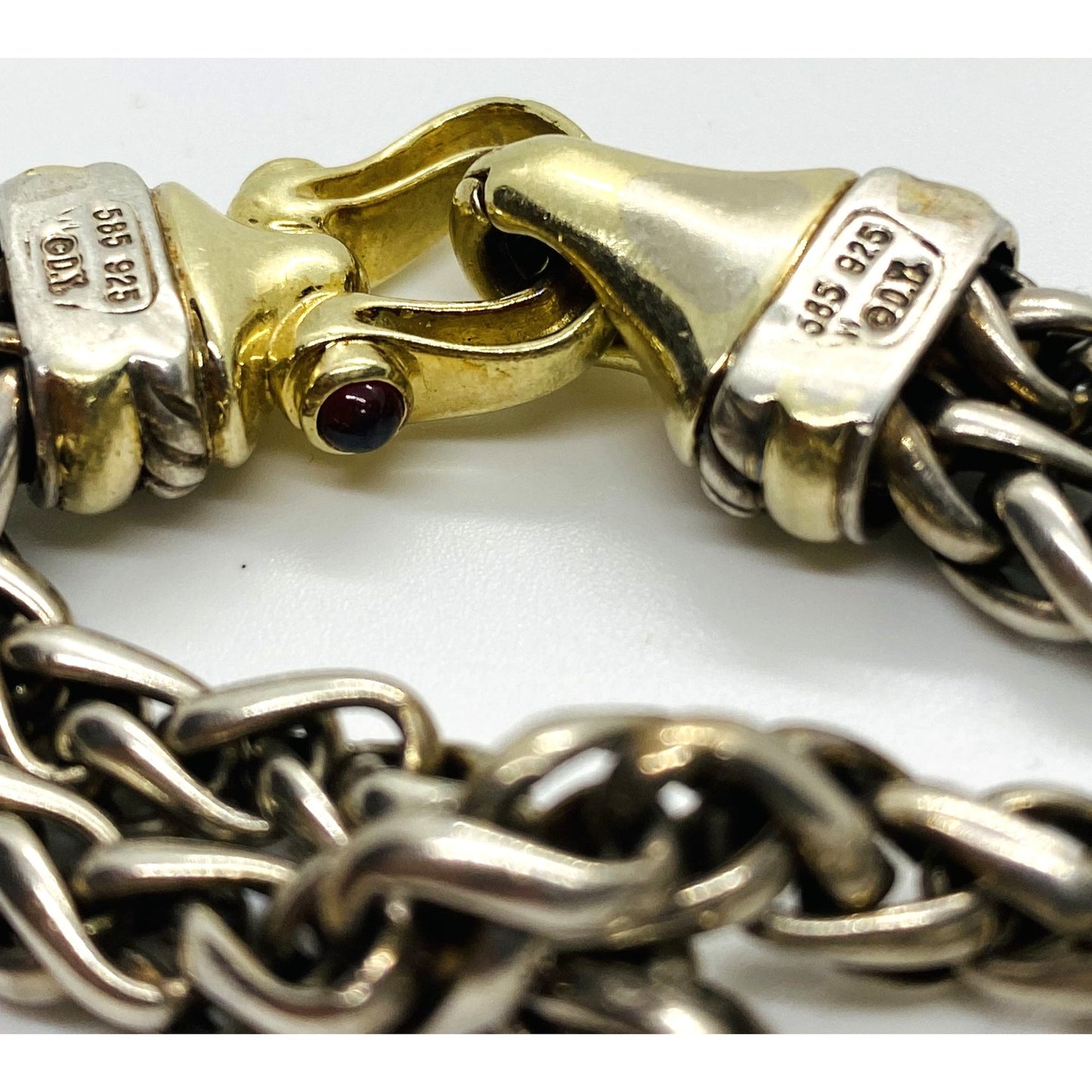 David Yurman Double Wheat Buckle Clasp 925 14k Bracelet 7.75"