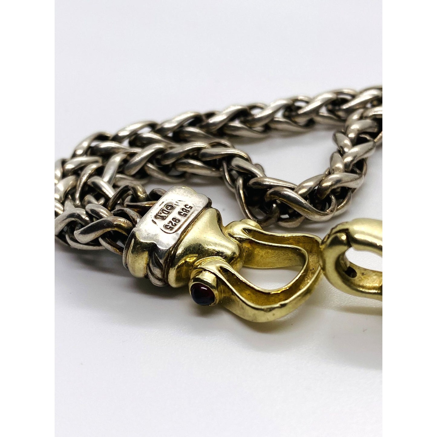 David Yurman Double Wheat Buckle Clasp 925 14k Bracelet 7.75"