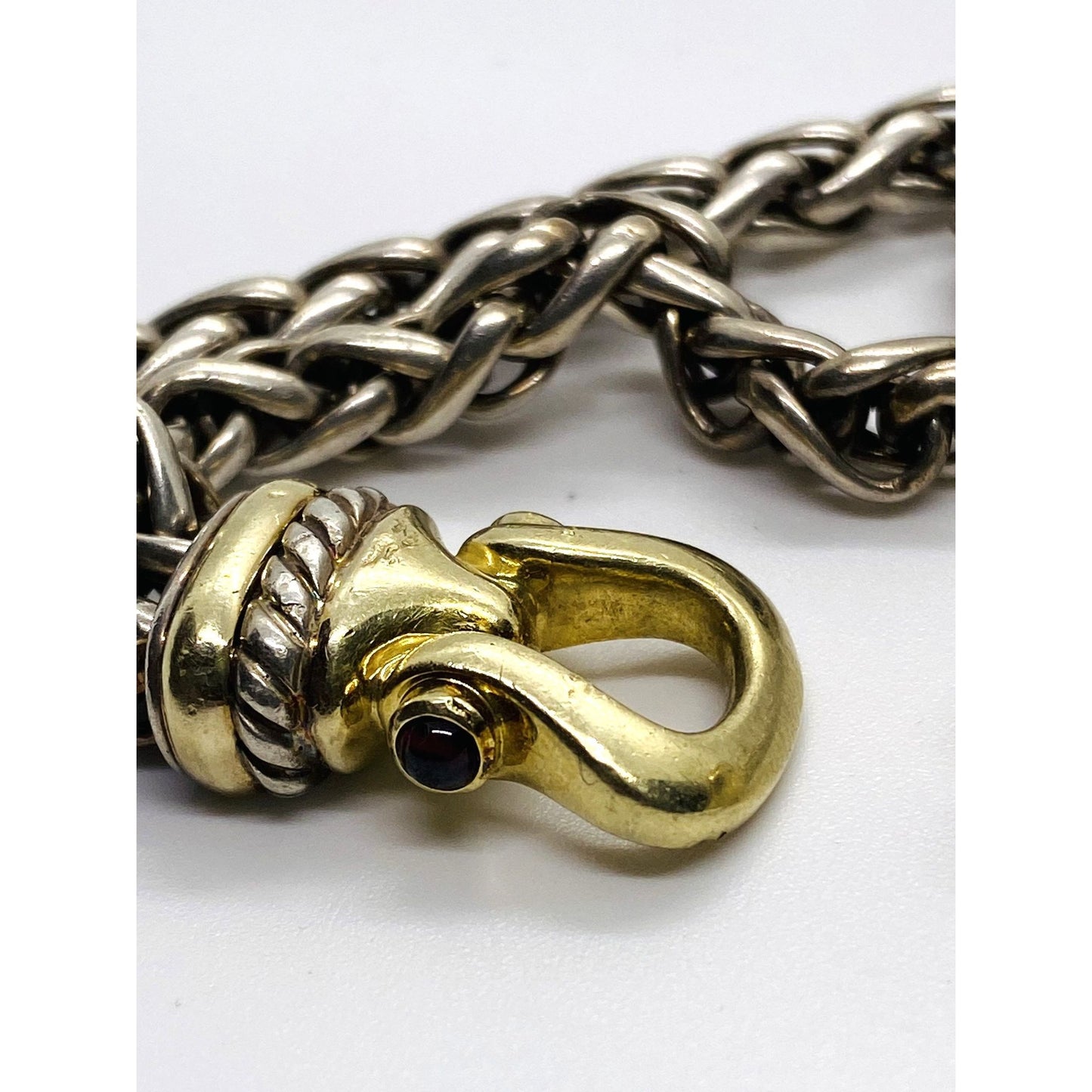 David Yurman Double Wheat Buckle Clasp 925 14k Bracelet 7.75"
