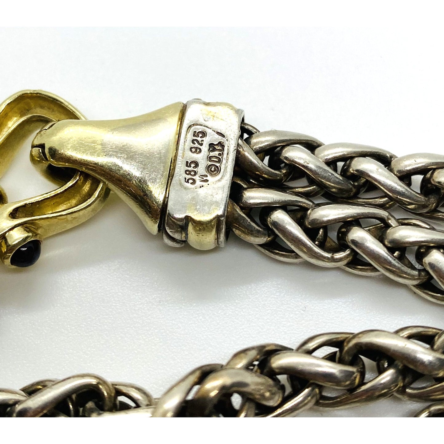 David Yurman Double Wheat Buckle Clasp 925 14k Bracelet 7.75"