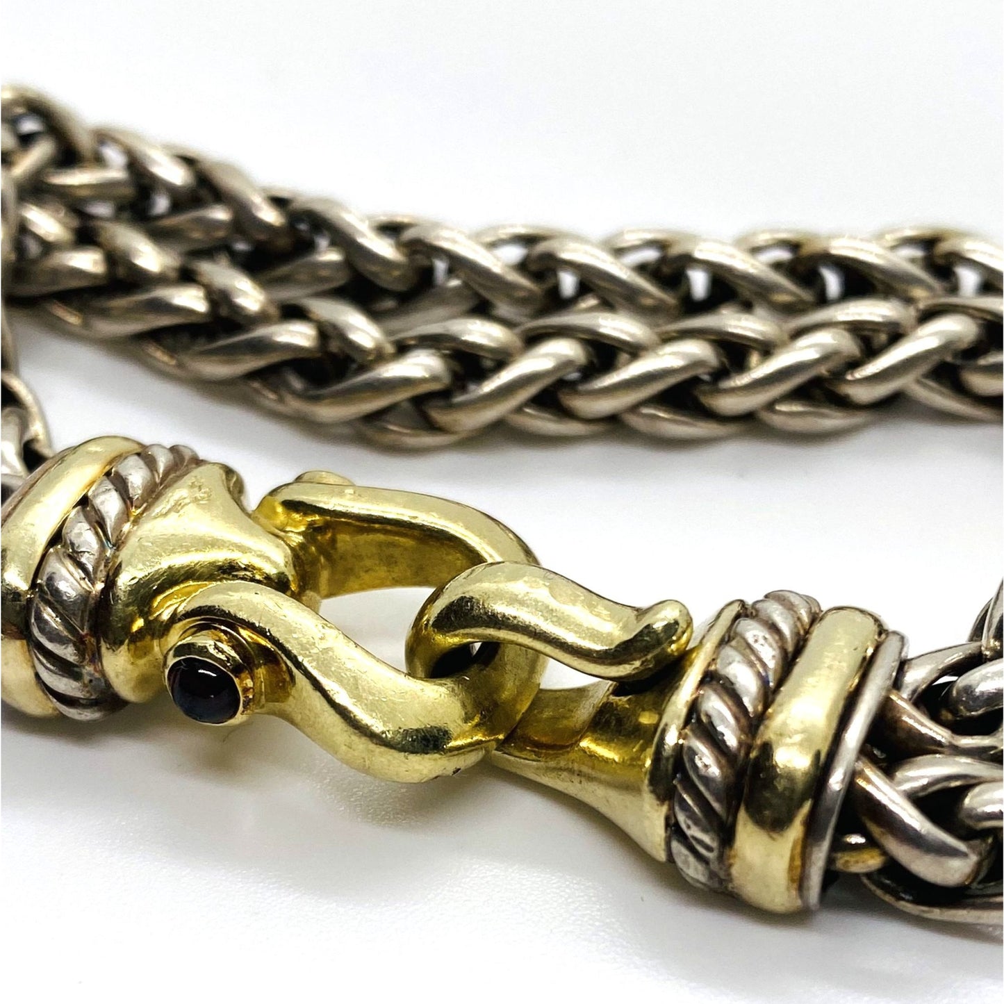 David Yurman Double Wheat Buckle Clasp 925 14k Bracelet 7.75"