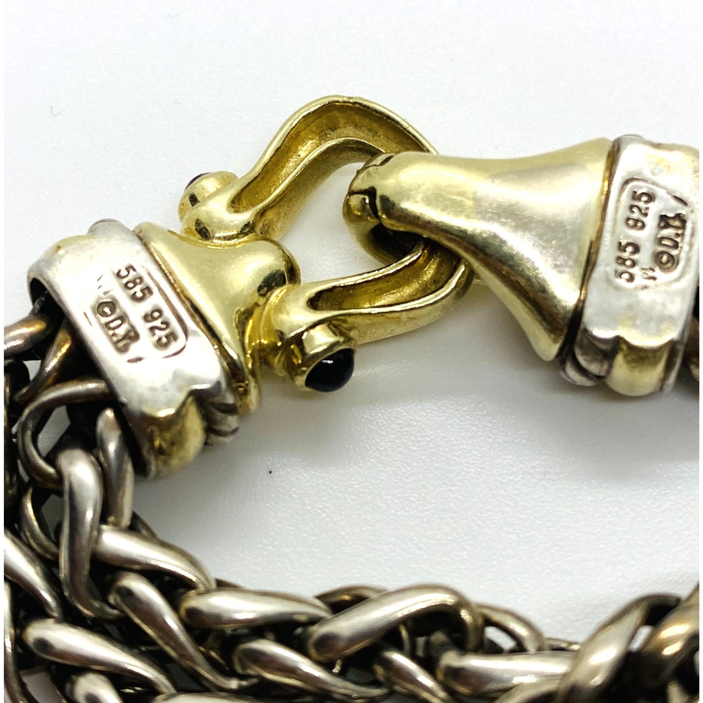 David Yurman Double Wheat Buckle Clasp 925 14k Bracelet 7.75"