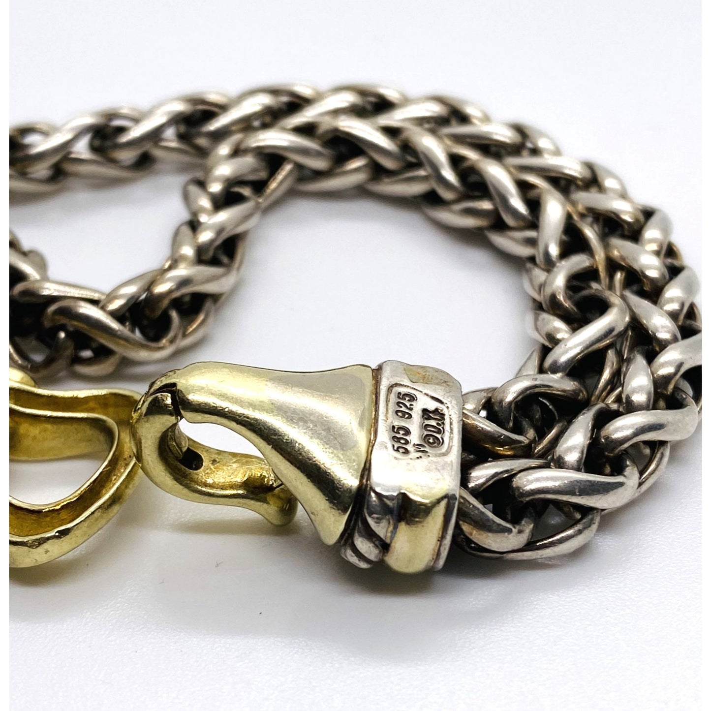 David Yurman Double Wheat Buckle Clasp 925 14k Bracelet 7.75"