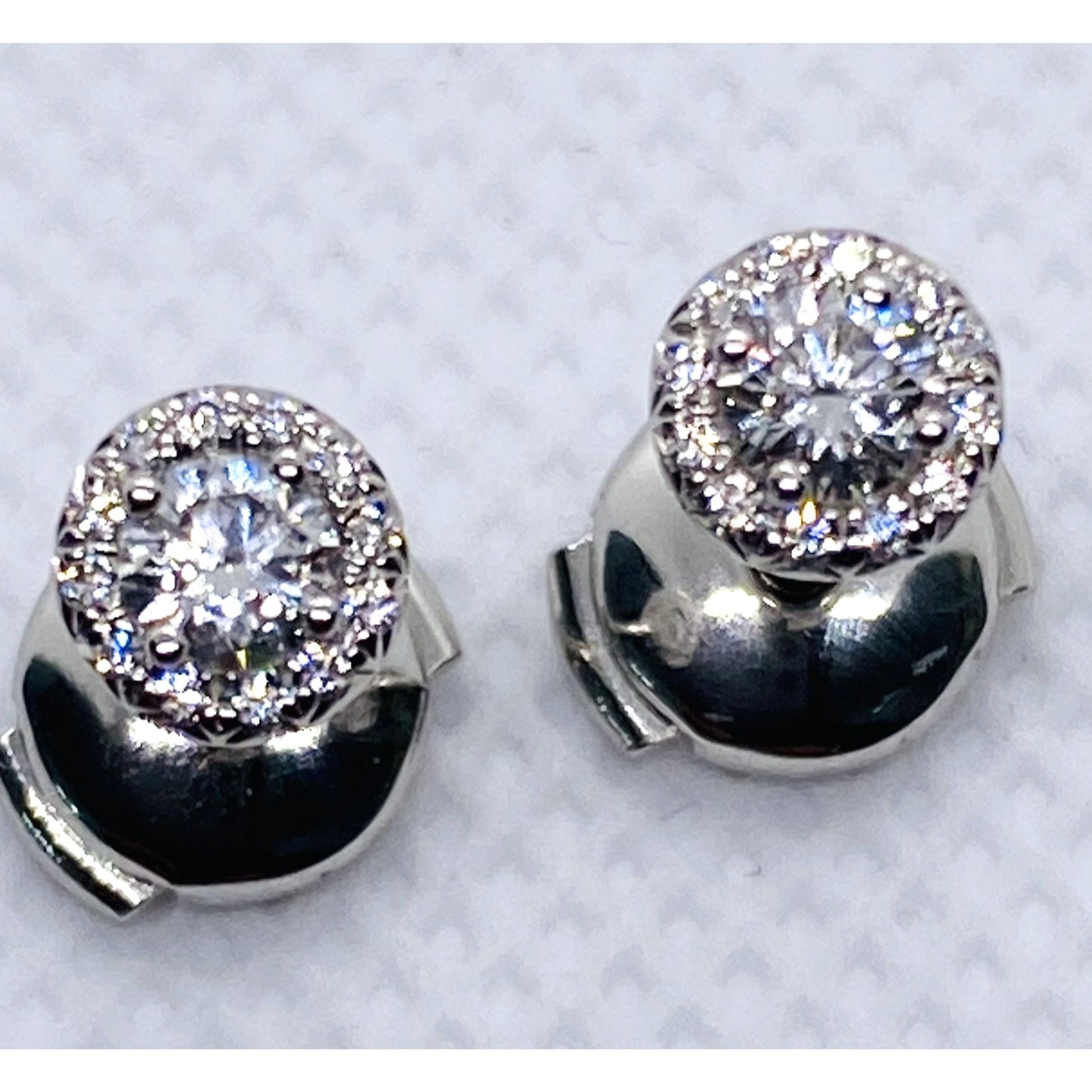 Tiffany & Co Platinum Soleste Round Diamond Halo Stud Earrings 5.5mm