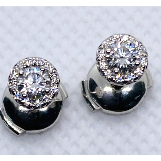Tiffany & Co Platinum Soleste Round Diamond Halo Stud Earrings 5.5mm