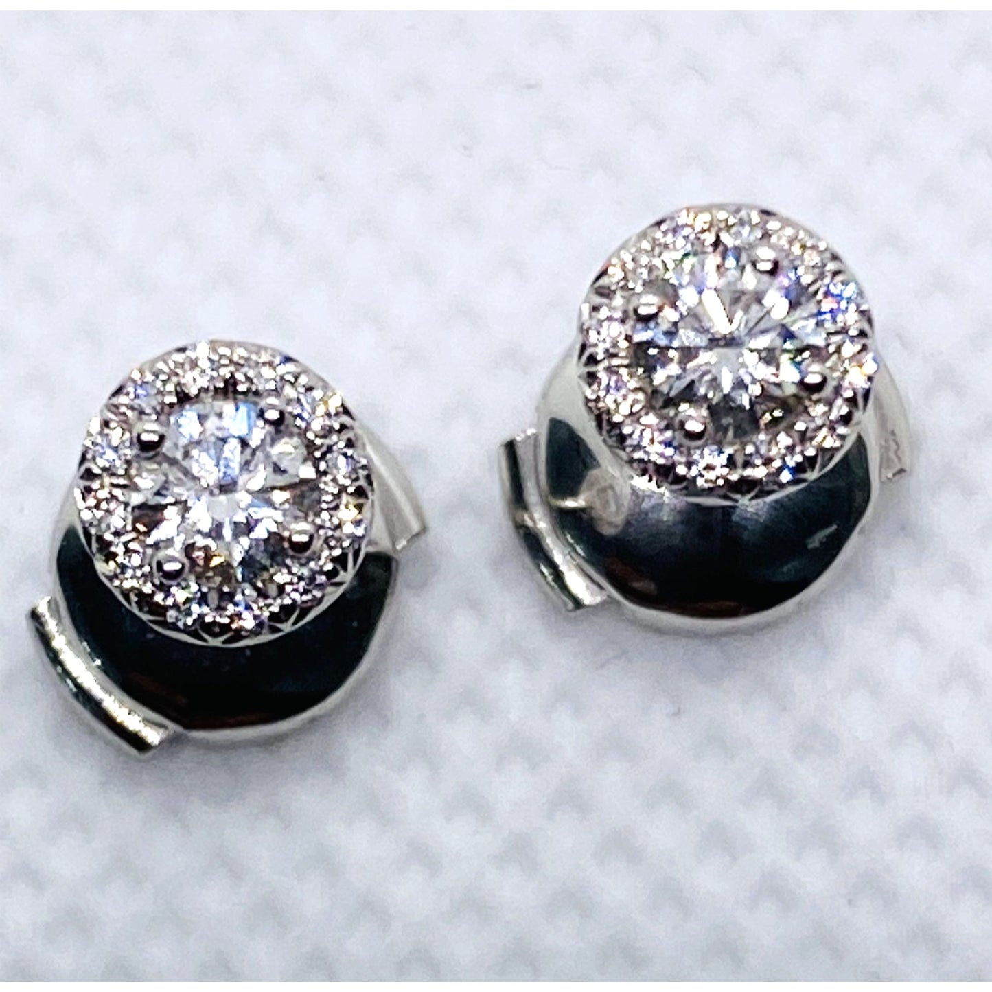 Tiffany & Co Platinum Soleste Round Diamond Halo Stud Earrings 5.5mm