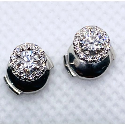 Tiffany & Co Platinum Soleste Round Diamond Halo Stud Earrings 5.5mm