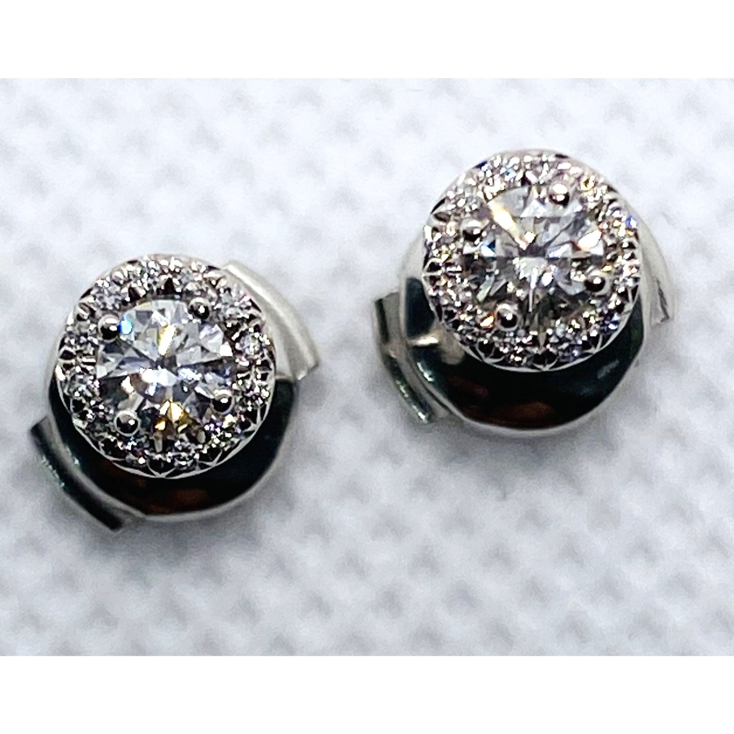 Tiffany & Co Platinum Soleste Round Diamond Halo Stud Earrings 5.5mm