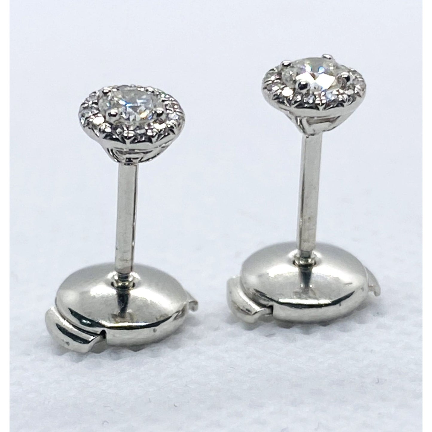 Tiffany & Co Platinum Soleste Round Diamond Halo Stud Earrings 5.5mm