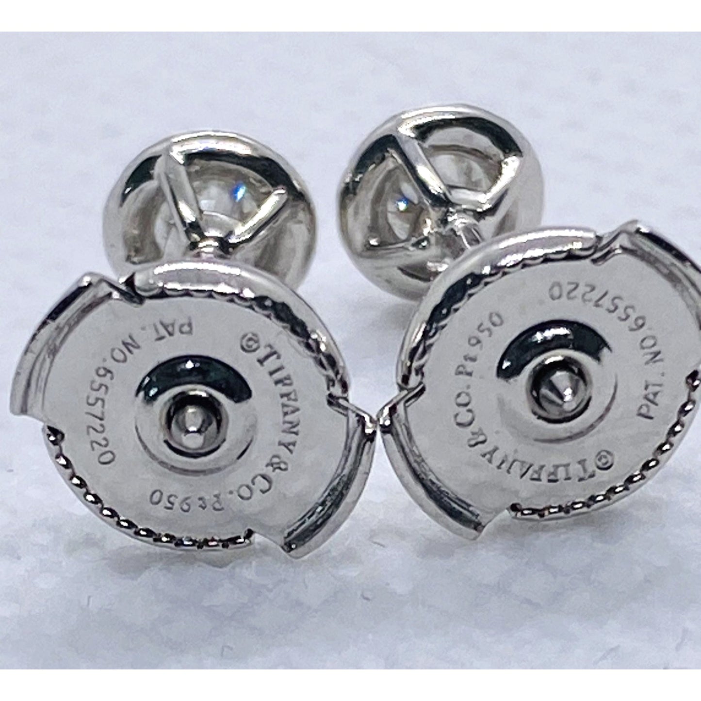 Tiffany & Co Platinum Soleste Round Diamond Halo Stud Earrings 5.5mm