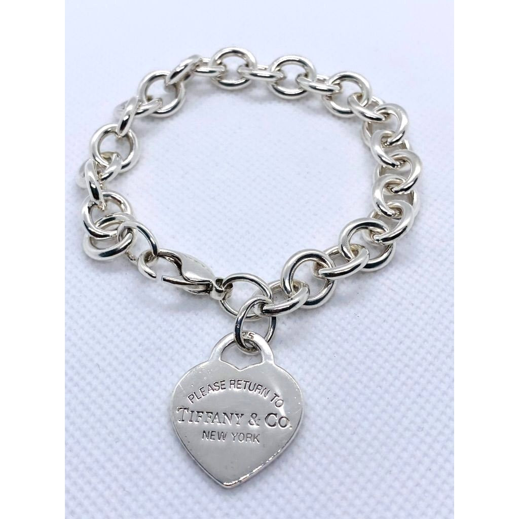 Tiffany & Co Sterling Silver 925 8" Bracelet  Return Heart