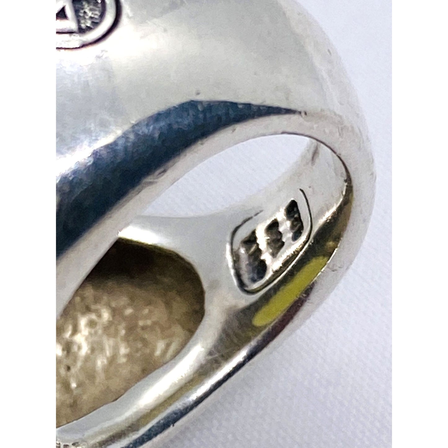 David Yurman Green-Yellowish Stone 18K 925 Diamond Ring 6.25