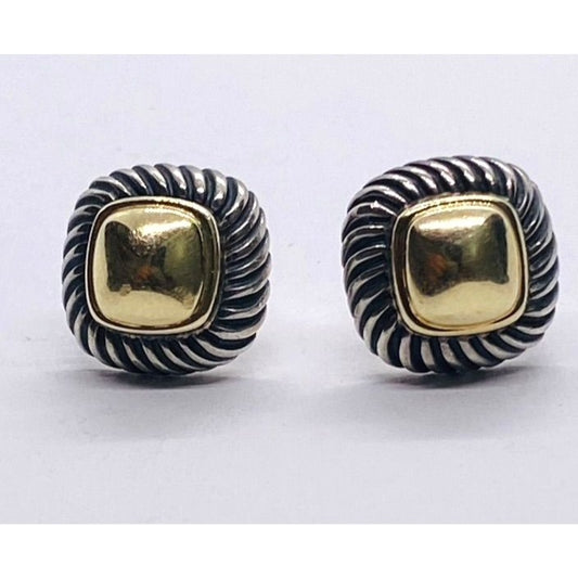 David Yurman 925 14K Gold Dome Petite Albion Stud Earrings
