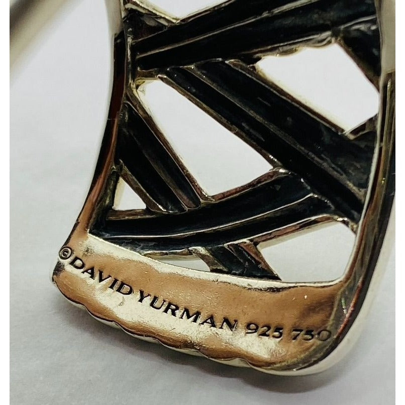 David Yurman Sterling Silver 18k Gold Papyrus Two Tone Wide Cuff Bangle Bracelet