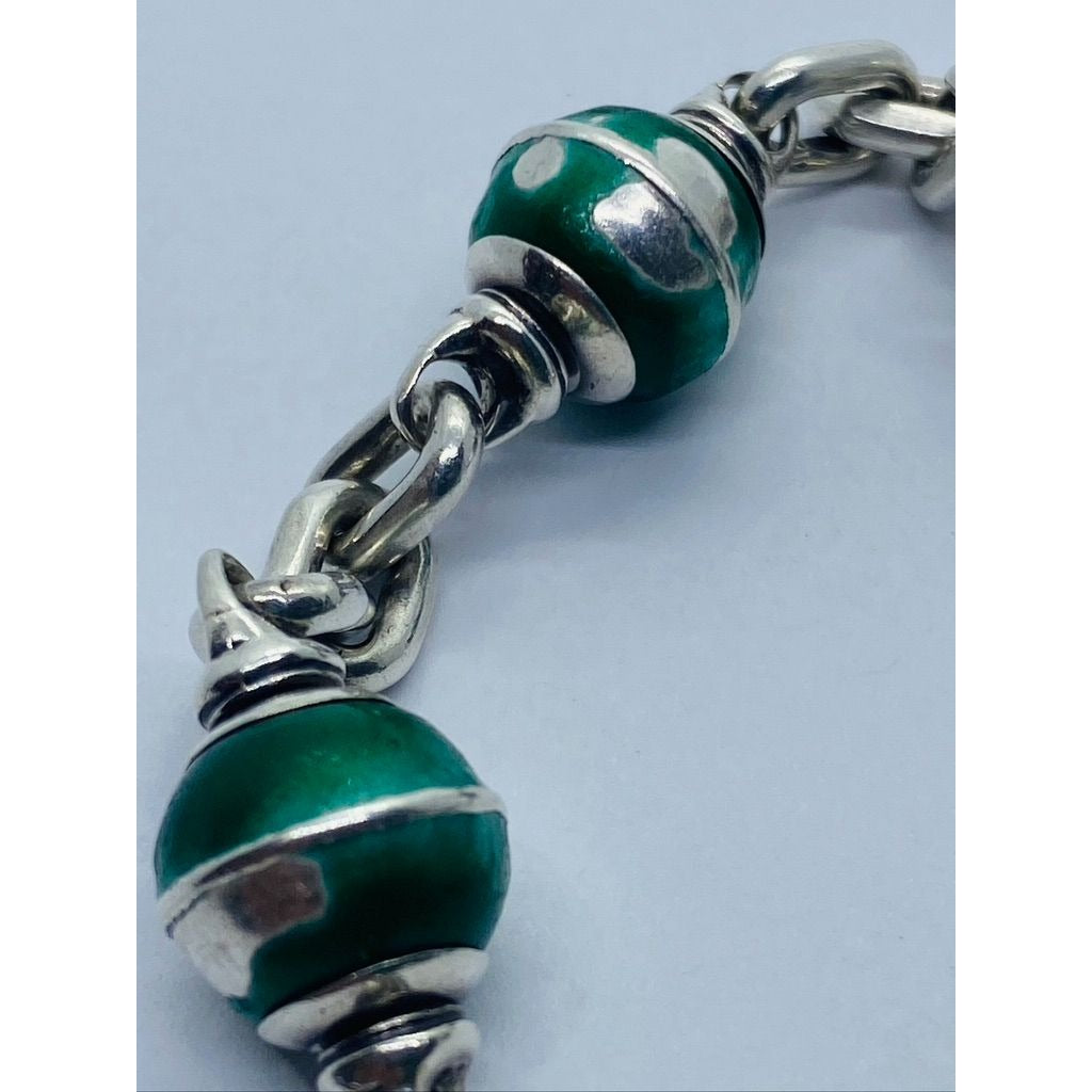 TIFFANY & CO STERLING SILVER BALL BEAD ENAMEL BRACELET ITALY