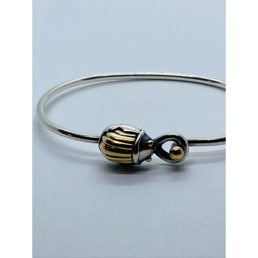 Tiffany & Co. Sterling Silver 18K Yellow Gold Scarab Hook & Eye Bracelet