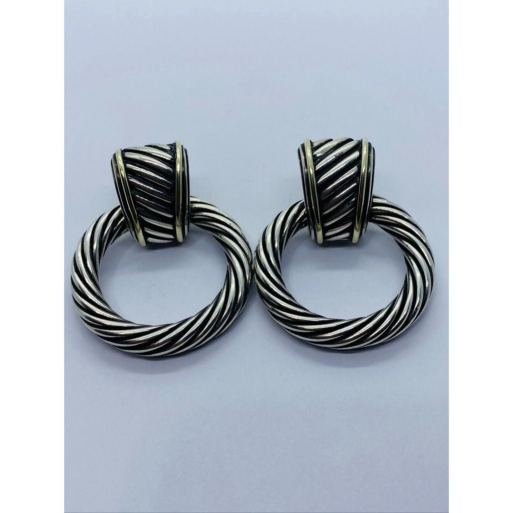 David Yurman XL 925 & 14K gold Door Knocker Convertible Earrings 53MM 35.6 Grams