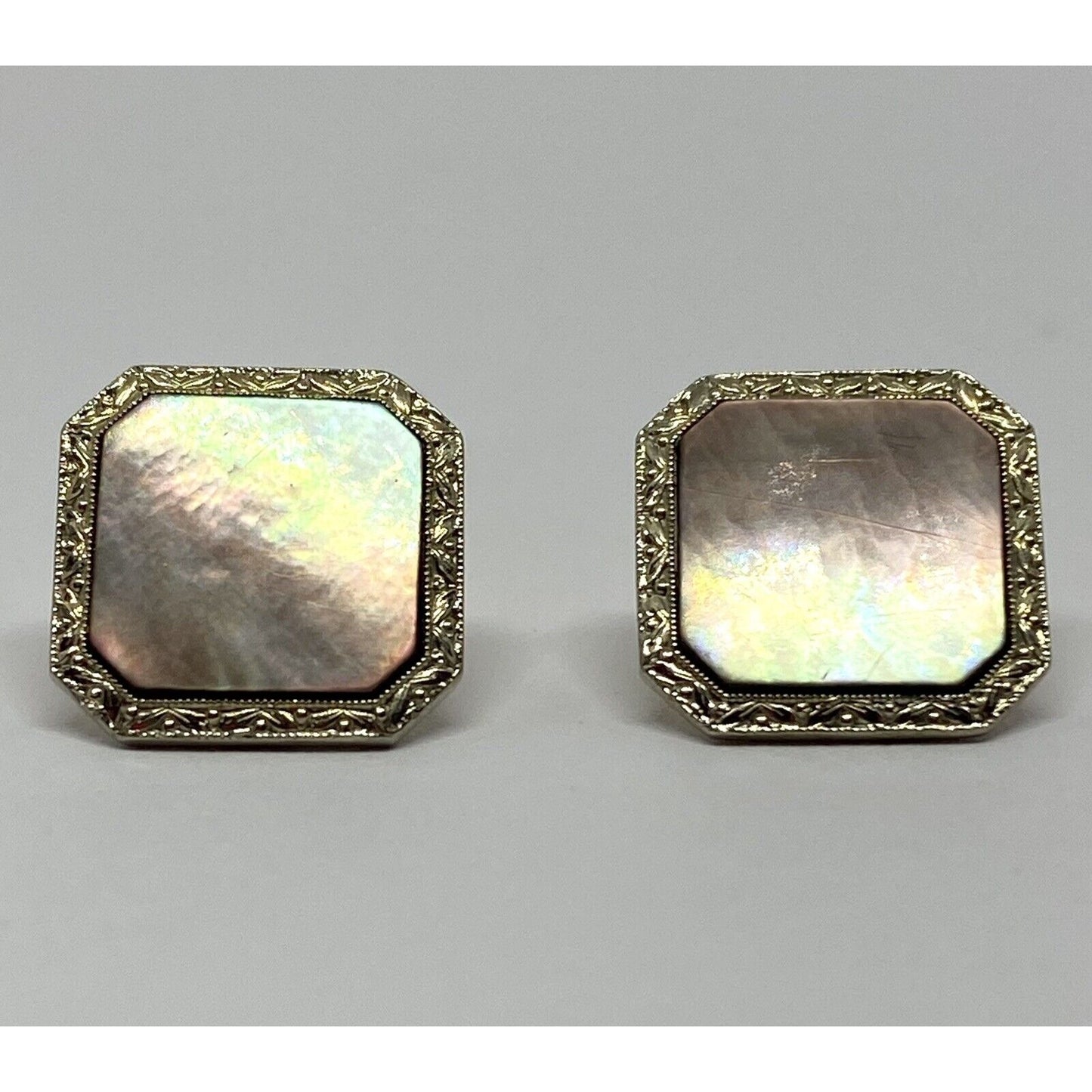 ART DECO Mother Of Pearl  14K 4.4 Grams, Cufflinks Cuff Links 12mm