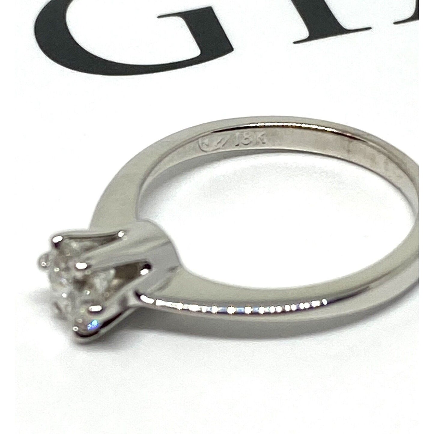 18K WHITE GOLD BRIDAL ENGAGEMENT DIAMOND RING 0.46 CT. TDW GIA CERTIFIED