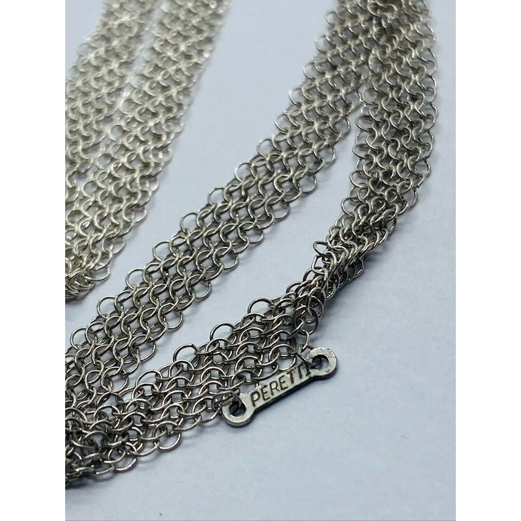 Tiffany & Co Peretti Somerset Mesh Necklace Sterling Silver 31” Pouch Box