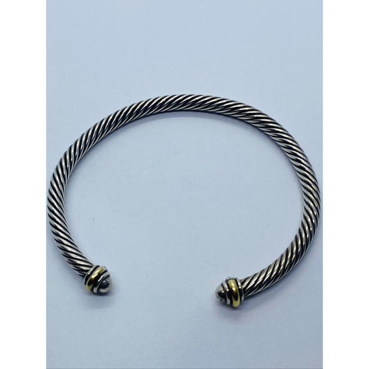David Yurman Sterling Silver 18K 750 Gold 4mm Dome Bracelet