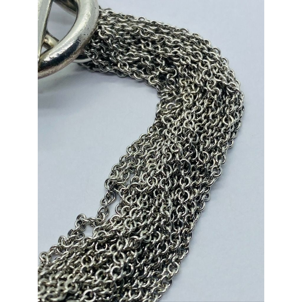 Tiffany & Co. 925 Silver Multi Strand Mesh Toggle 7.25" Bracelet