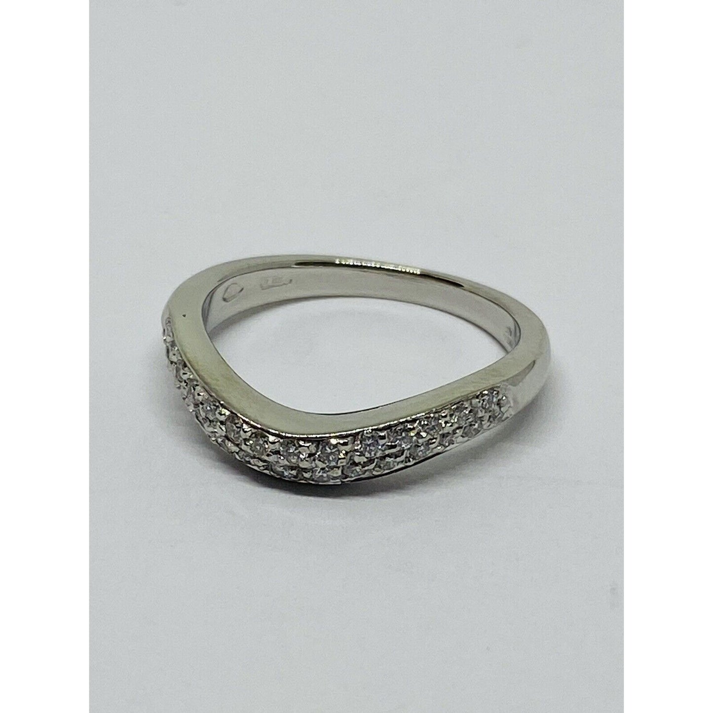 Bvlgari Platinum Diamonds Wave Ring Size 4 3MM WIDE