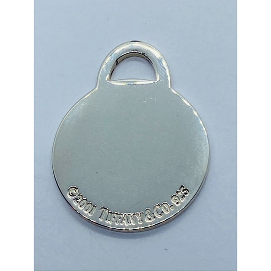 Tiffany & Co Large Engravable Blank Round Tag Pendant Sterling Silver 32mm