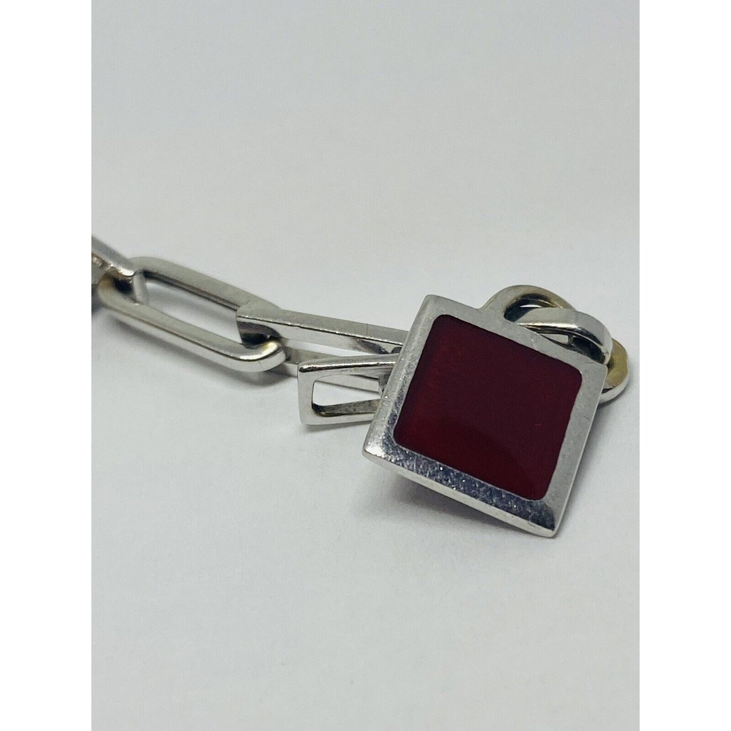 LA NOUVELLE BAGUE 0.22ct Diamond 18K Gold Square Charm Bracelet 7.25” RARE