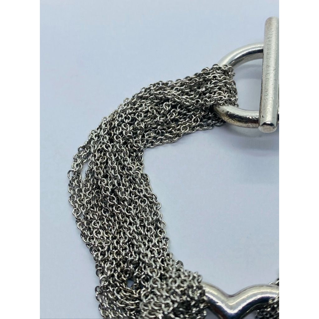Tiffany & Co. 925 Silver Multi Strand Mesh Toggle 7.25" Bracelet