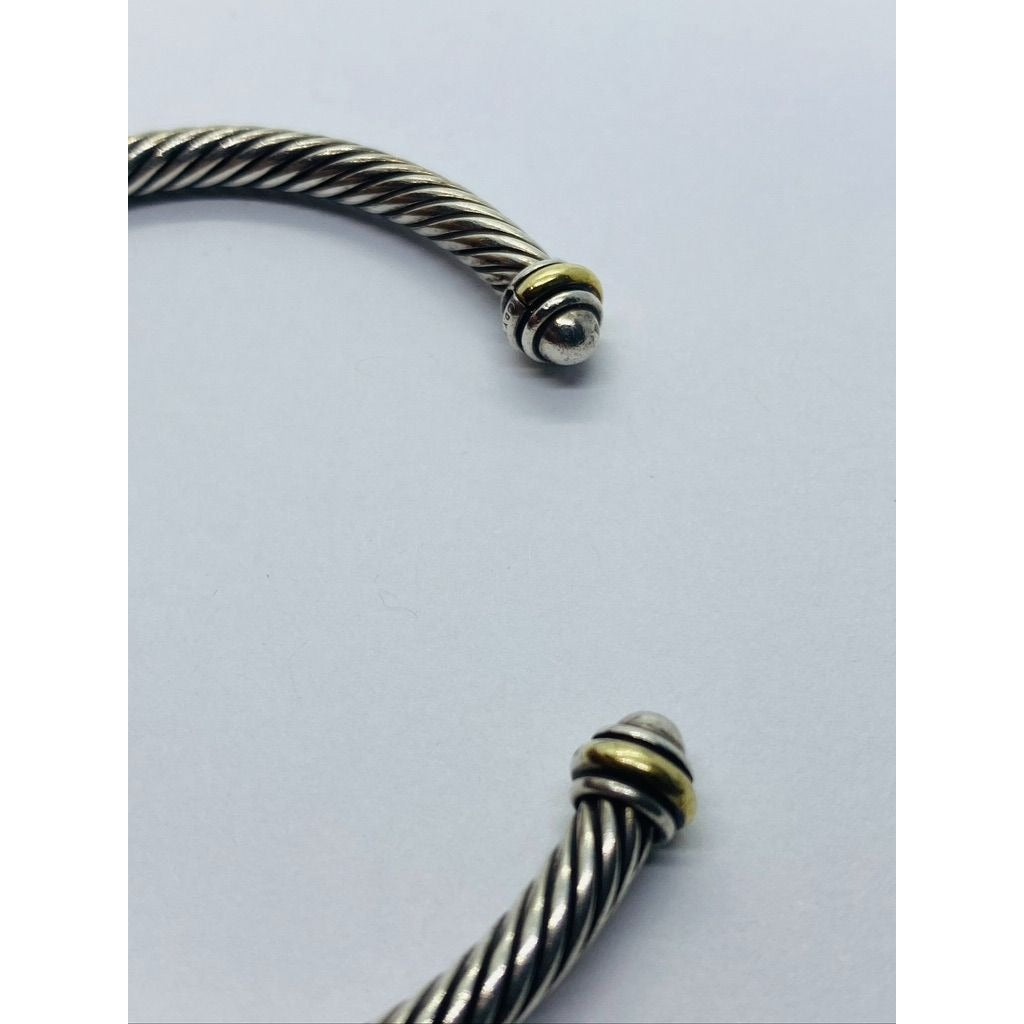 David Yurman Sterling Silver 18K 750 Gold 4mm Dome Bracelet