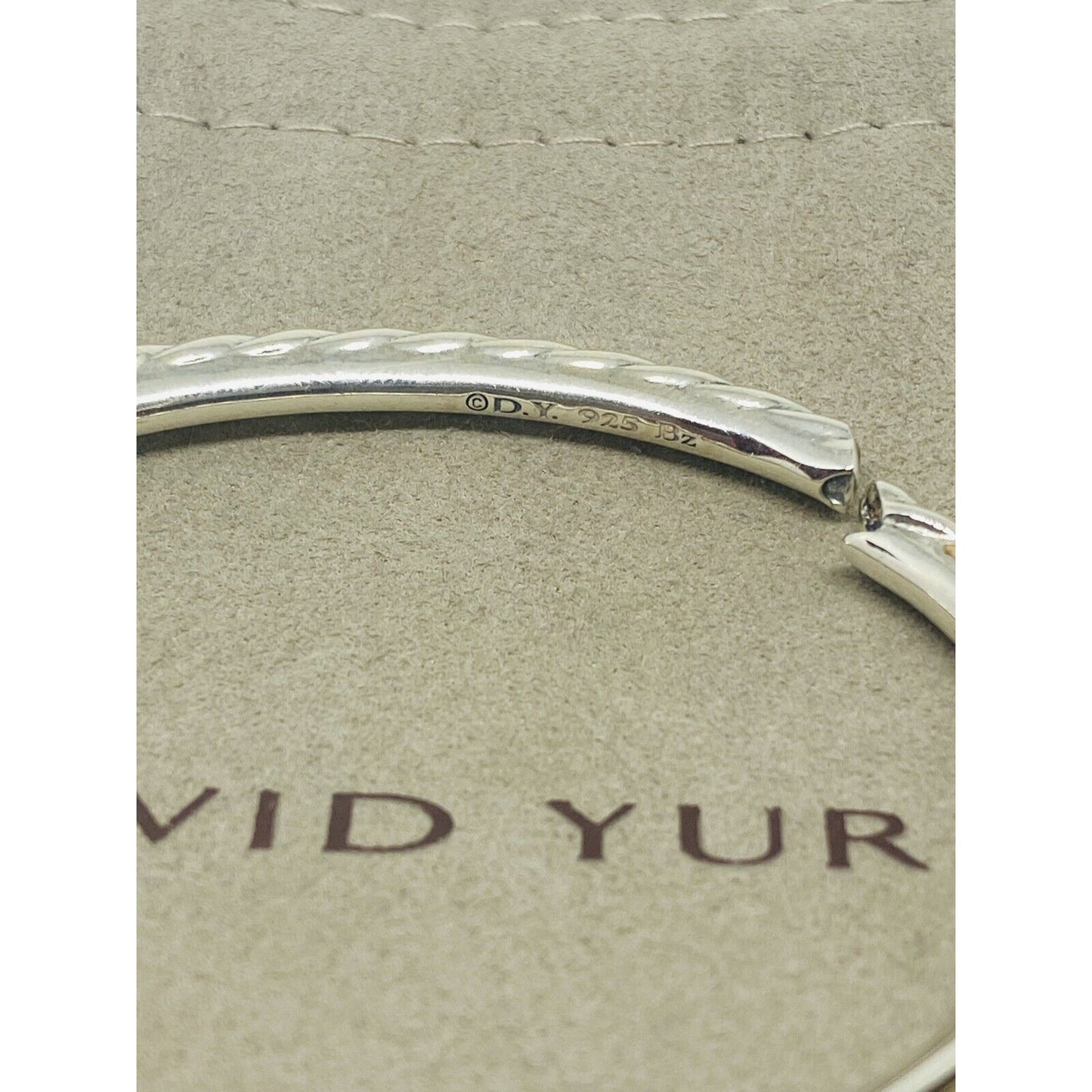 Rare David Yurman Sterling Silver/Bronze 9.5mm Pure Form Cable Bangle Bracelet