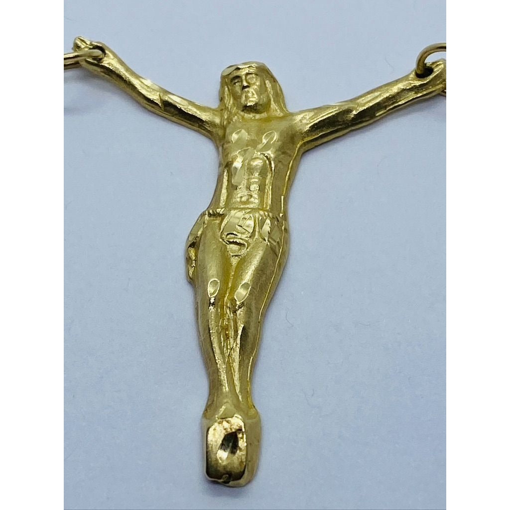 14K Yellow Gold Cross Crucifix Charm Necklace Pendant 44 x 37 MM