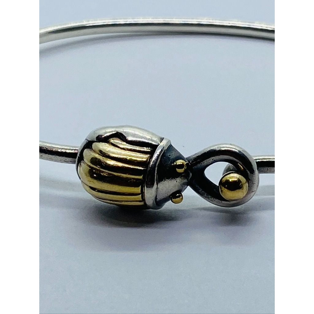 Tiffany & Co. Sterling Silver 18K Yellow Gold Scarab Hook & Eye Bracelet