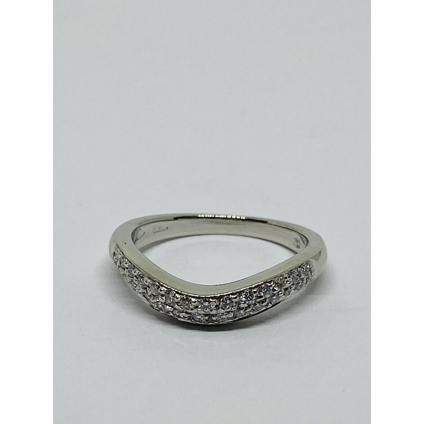 Bvlgari Platinum Diamonds Wave Ring Size 4 3MM WIDE