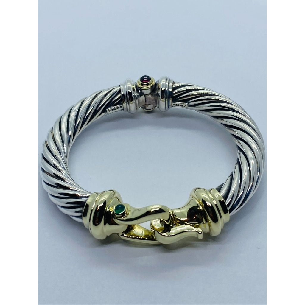 David Yurman Vintage 14k 925 Gold Buckle Bangle Renaissance Bracelet Size M 6.5"