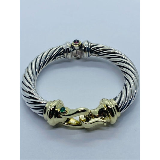 David Yurman Vintage 14k 925 Gold Buckle Bangle Renaissance Bracelet Size M 6.5"
