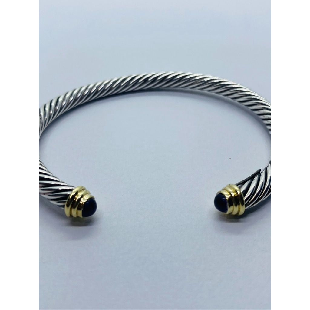 Sterling Si.ver 925 14K 585 Cable Amethyst Bracelet