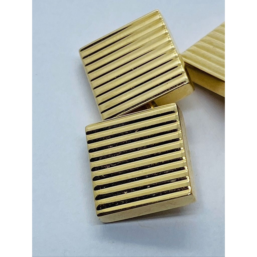 Tiffany and Co 14K Yellow Gold Square Cufflinks Ribbed Design