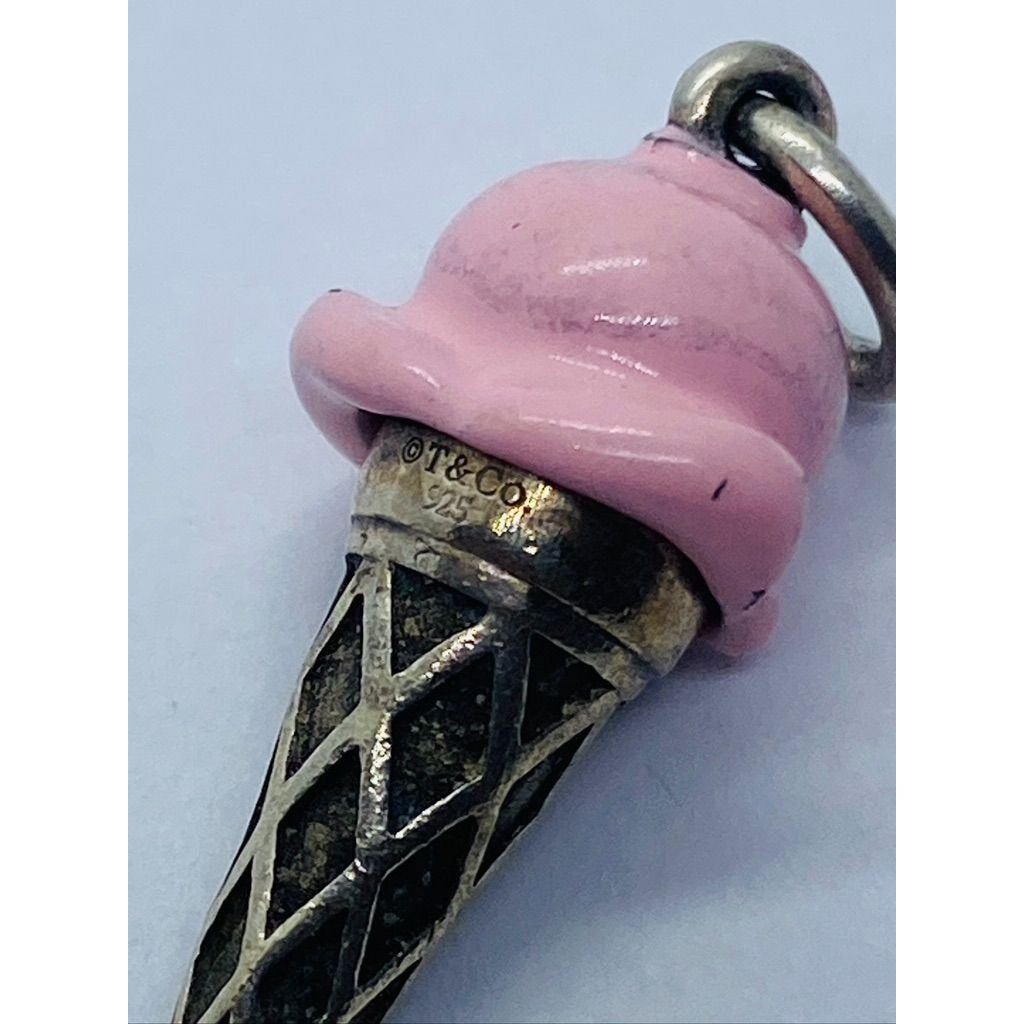 Tiffany & Co. Pink Enamel Ice Cream Cone Charm Pendant