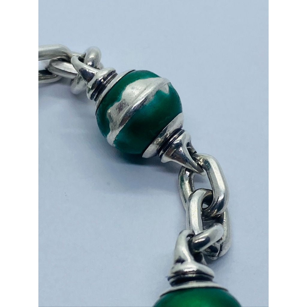 TIFFANY & CO STERLING SILVER BALL BEAD ENAMEL BRACELET ITALY