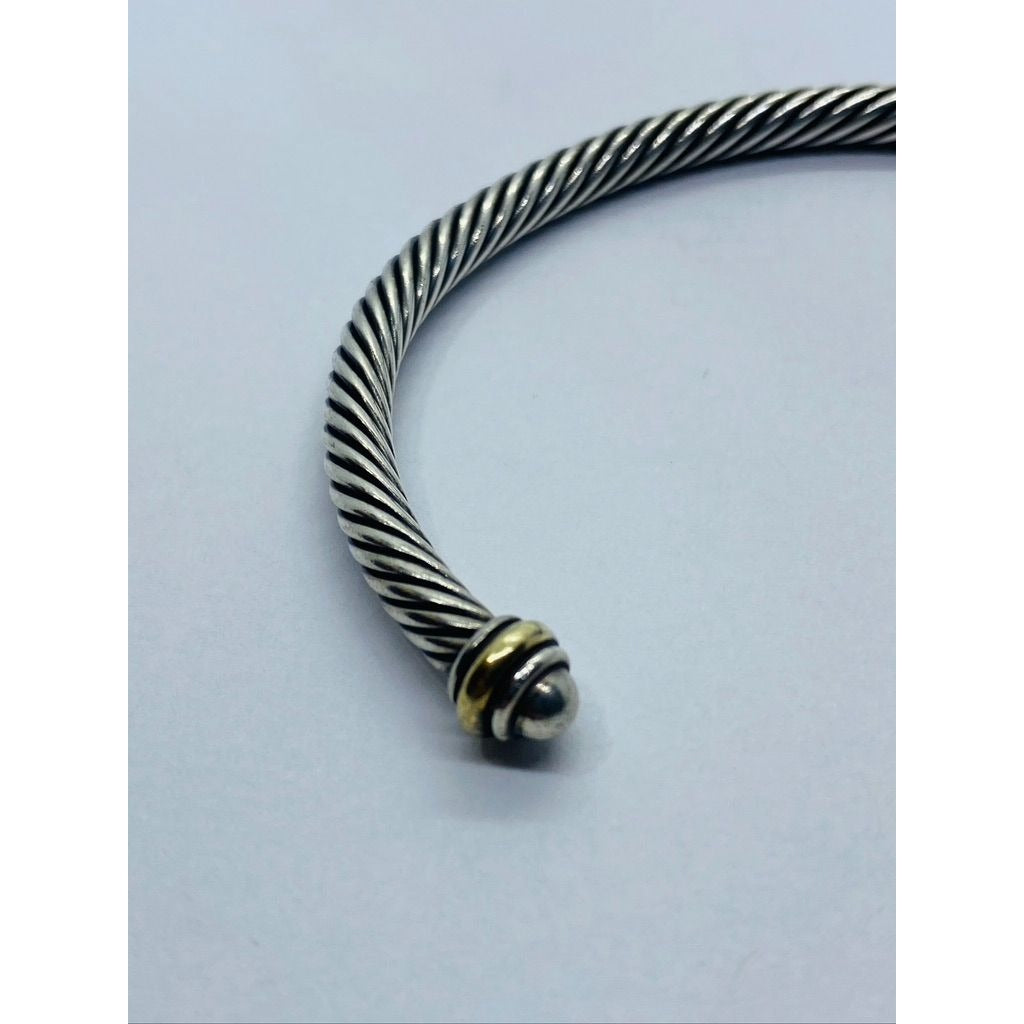David Yurman Sterling Silver 18K 750 Gold 4mm Dome Bracelet