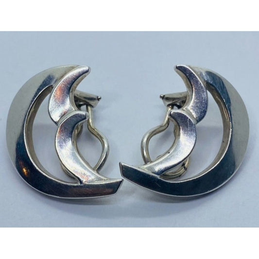 Tiffany & Co Paloma Picasso Half Moon Clip On Earrings Sterling Silver 925