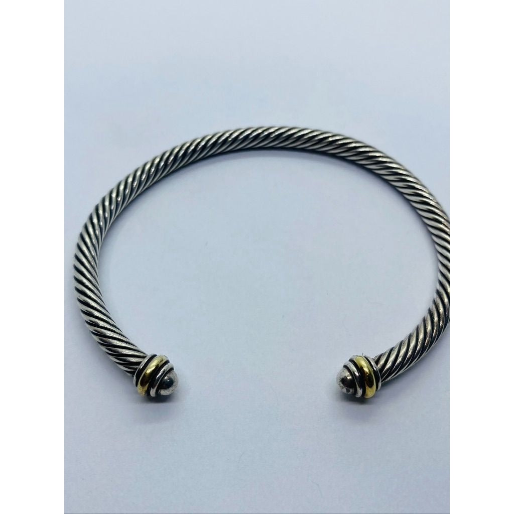 David Yurman Sterling Silver 18K 750 Gold 4mm Dome Bracelet