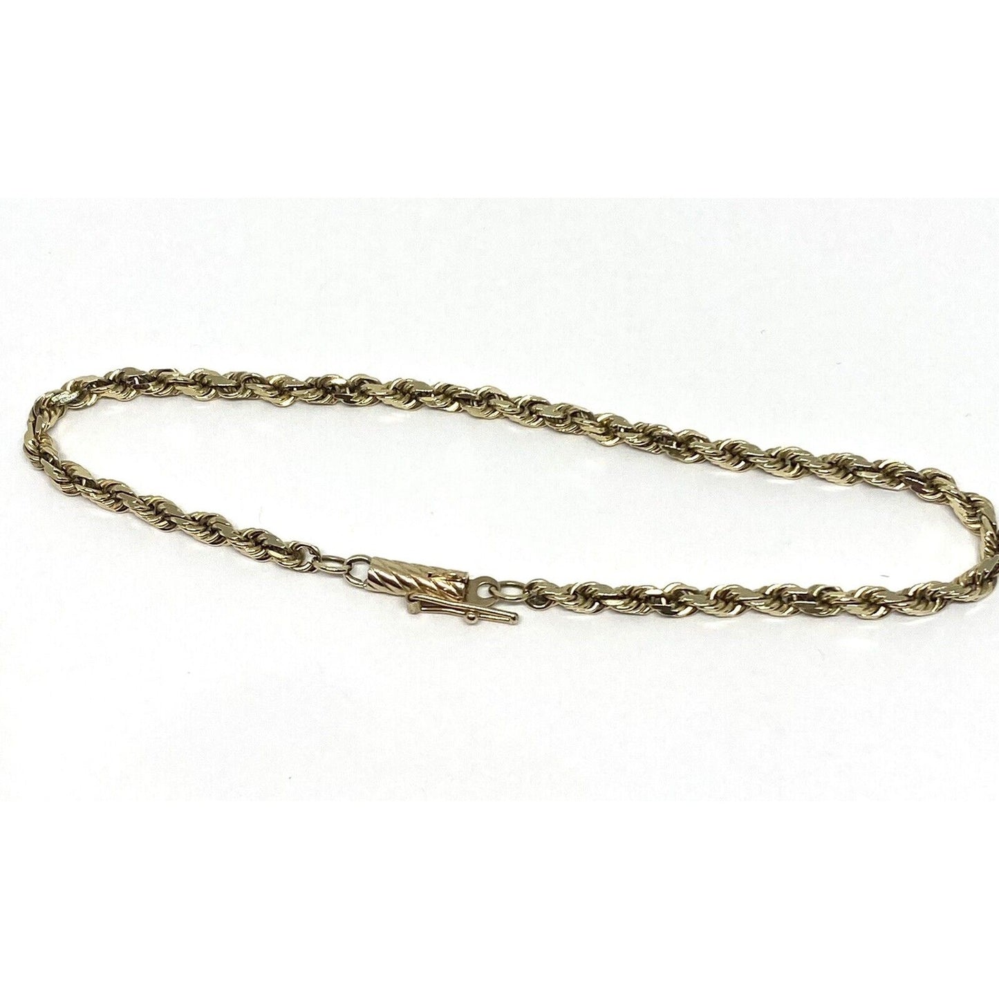 14K Yellow Gold Vintage Diamond Cut Twisted Rope Chain Bracelet 7” 4.6 Grams