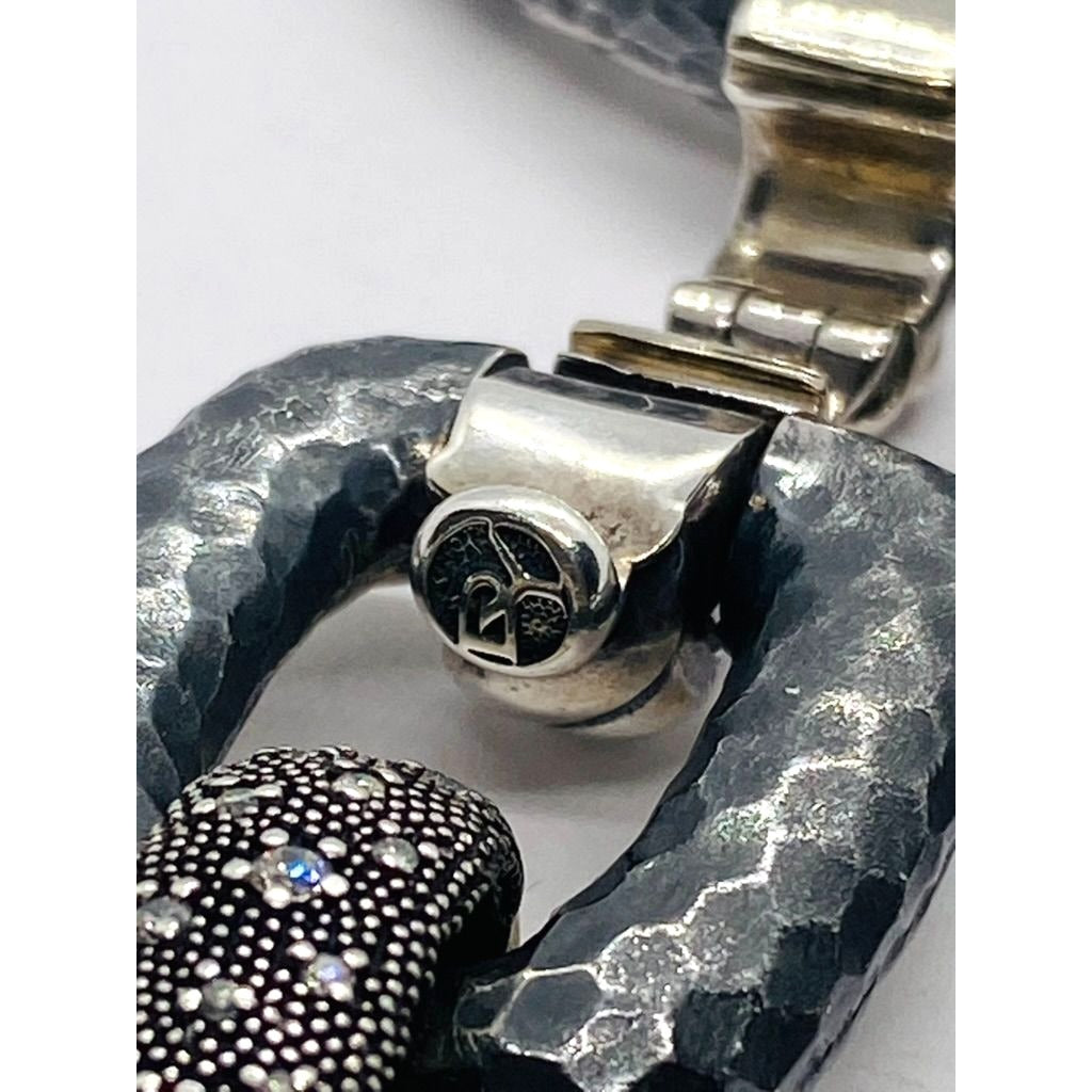 David Yurman Midnight Melange Diamond Link Bracelet in Sterling Silver 30mm Wide