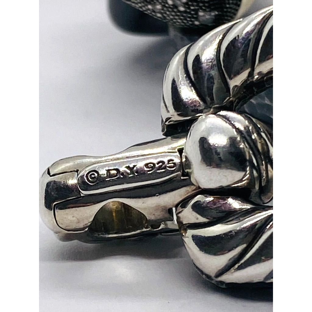 David Yurman Midnight Melange Diamond Link Bracelet in Sterling Silver 30mm Wide